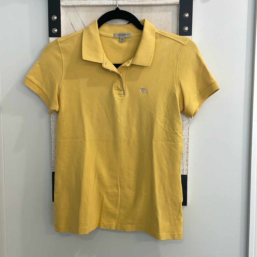 BURBERRY LONDON YELLOW POLO SHORT SLEEVE TOP / SHIRT SMALL